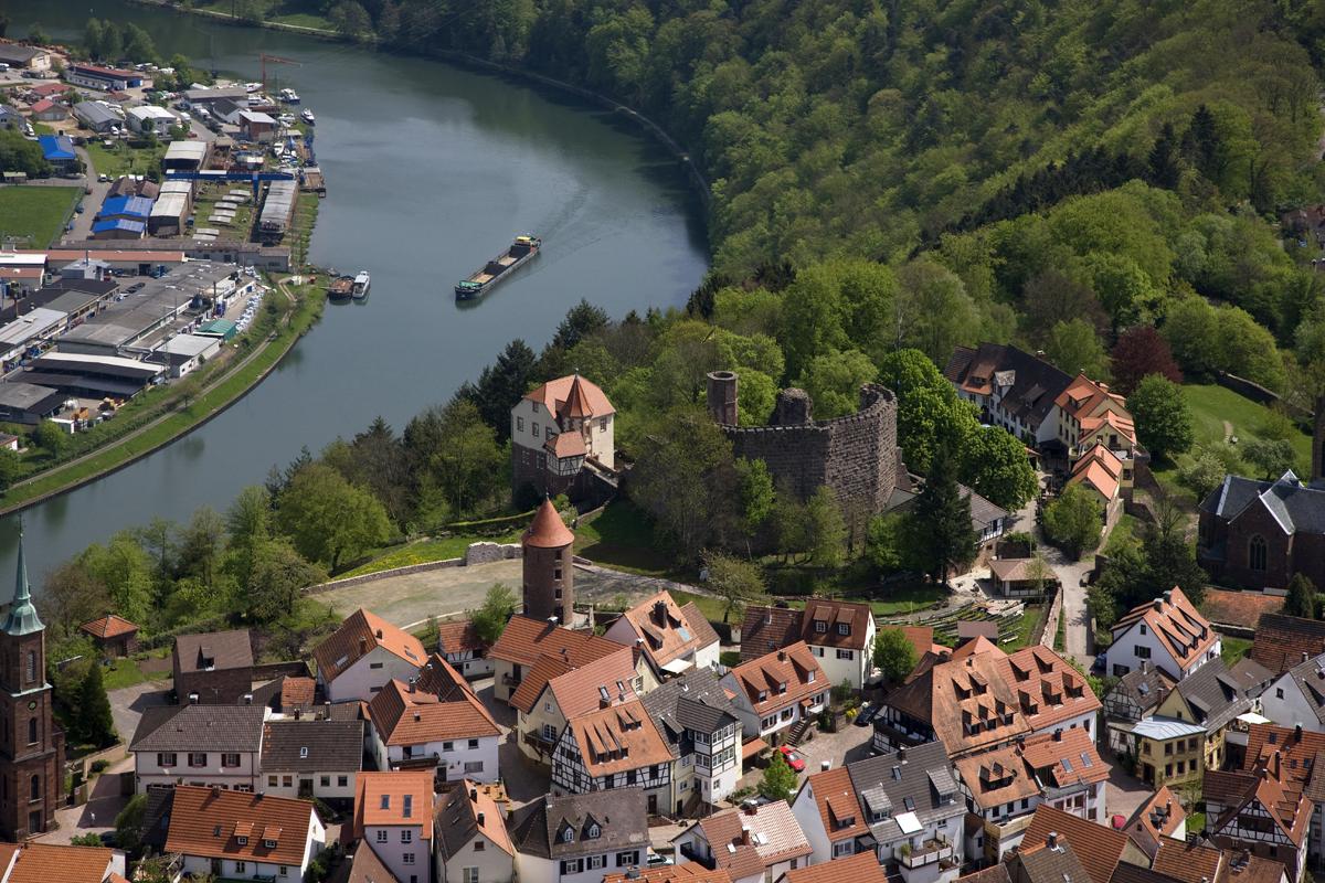 Blick auf Dilsberg und den Neckar